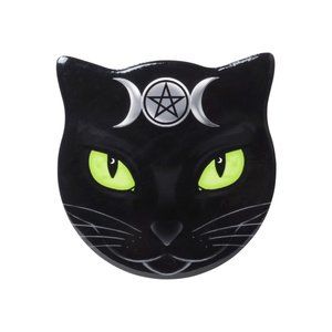 Alchemy Gothic Triple Moon Cat Ceramic Coaster